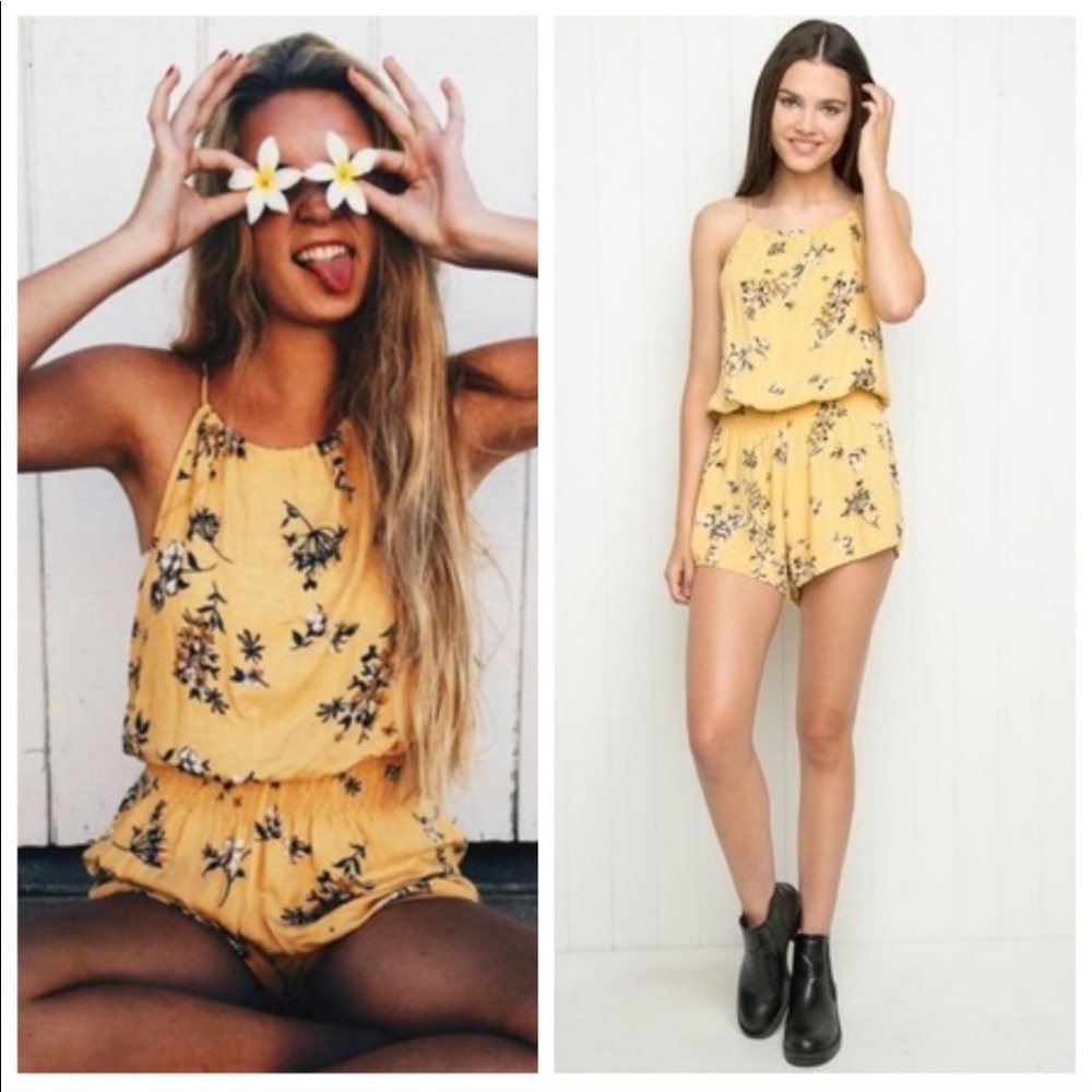 Yellow Floral Brandy Melville Romper